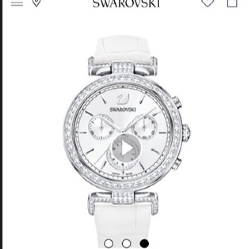 Swarovski Era White Leather Watch MSRP $399